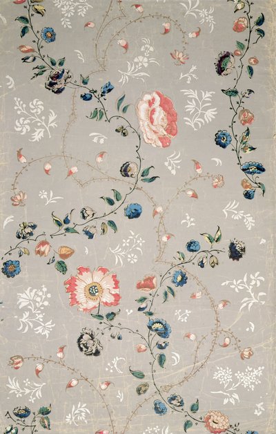 Wallpaper design with scattered flowers by English School